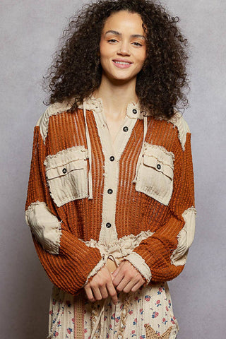 POL Clothing Open Knit Frayed Jacket-Jackets-Pol Clothing-Stuffology - Where Vintage Meets Modern, A Boutique for Real Women in Crosbyton, TX