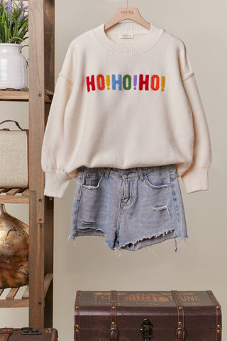 Christmas Sweater with Lettering-Sweaters-Mello.-Stuffology - Where Vintage Meets Modern, A Boutique for Real Women in Crosbyton, TX