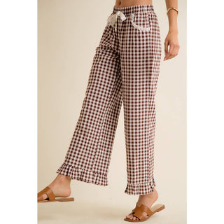 Gingham Ruffle Hem Pants-So Me-Stuffology - Where Vintage Meets Modern, A Boutique for Real Women in Crosbyton, TX