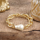 Modern Muse – Chunky Stretch Bracelet with Sculpted Pearl Bead-Bracelets-PennyLine inc-Stuffology - Where Vintage Meets Modern, A Boutique for Real Women in Crosbyton, TX