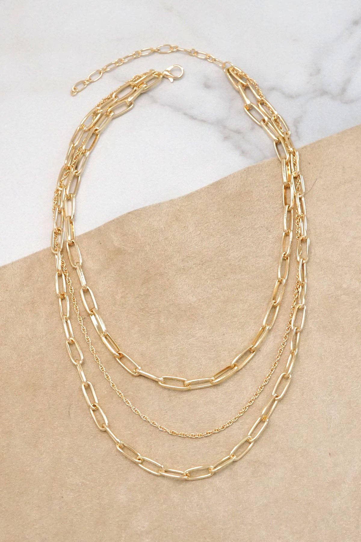 Layered gold tone chain short necklace-Necklaces-PennyLine inc-Stuffology - Where Vintage Meets Modern, A Boutique for Real Women in Crosbyton, TX
