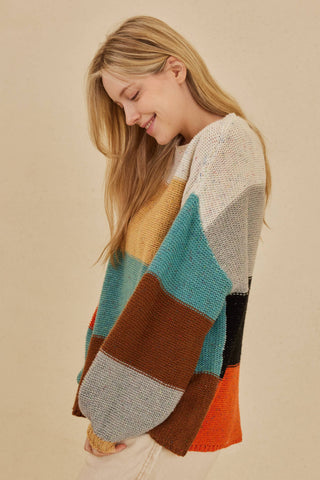 Multi Color Block Oversize Sweater-Sweaters-Mello.-Stuffology - Where Vintage Meets Modern, A Boutique for Real Women in Crosbyton, TX