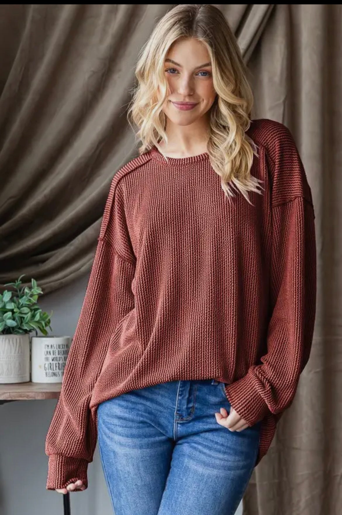 Long Puff Sleeve Solid Urban Ribbed Top-TOP-Heimish-Stuffology - Where Vintage Meets Modern, A Boutique for Real Women in Crosbyton, TX