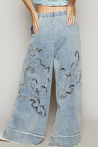 Vintage Wash Outseam Woven Wide Leg Denim Jeans-Jeans-Pol Clothing-Stuffology - Where Vintage Meets Modern, A Boutique for Real Women in Crosbyton, TX