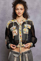 Cream Vintage Washed Floral Print Hoodie Jacket-Jackets-Pol Clothing-Stuffology - Where Vintage Meets Modern, A Boutique for Real Women in Crosbyton, TX
