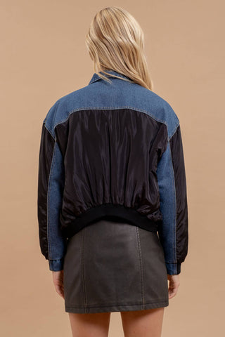CONTRAST DROP SHOULDER DENIM JACKET-Denim Jacket-Blu Pepper-Stuffology - Where Vintage Meets Modern, A Boutique for Real Women in Crosbyton, TX
