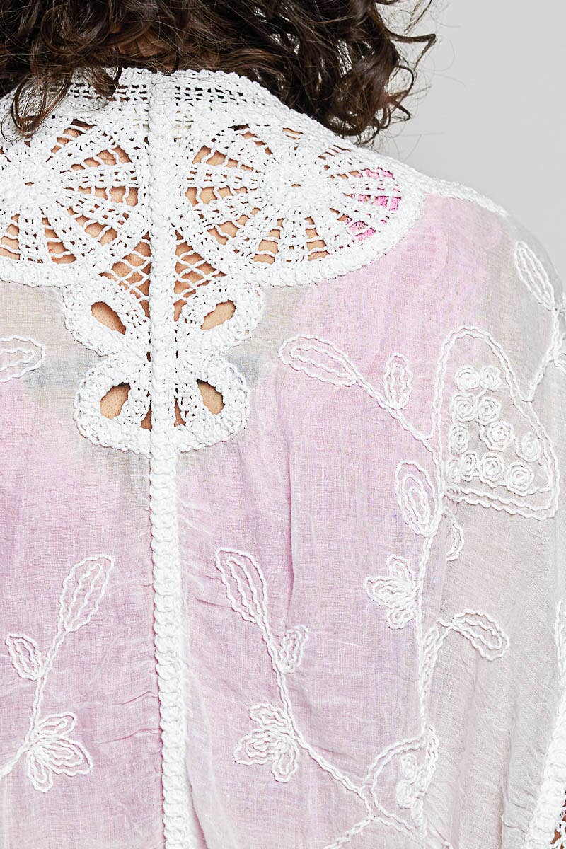 Batwing Sleeve Button Down Solid Crochet Cardigan Top-Pol Clothing-Stuffology - Where Vintage Meets Modern, A Boutique for Real Women in Crosbyton, TX