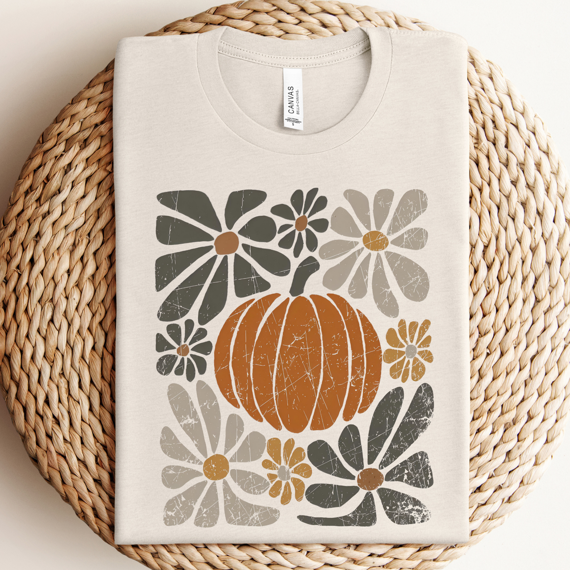 Boho Abstract Floral Pumpkin Graphic Tee/Crewneck-Willow Poppy-Stuffology - Where Vintage Meets Modern, A Boutique for Real Women in Crosbyton, TX
