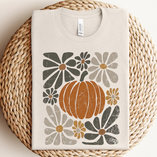 Boho Abstract Floral Pumpkin Graphic Tee/Crewneck-Graphic Tees-Willow Poppy-Stuffology - Where Vintage Meets Modern, A Boutique for Real Women in Crosbyton, TX