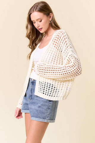CROCHET FISHNET CROPPED OPEN CARDIGAN-Cardigan-Doe and Rae-Stuffology - Where Vintage Meets Modern, A Boutique for Real Women in Crosbyton, TX