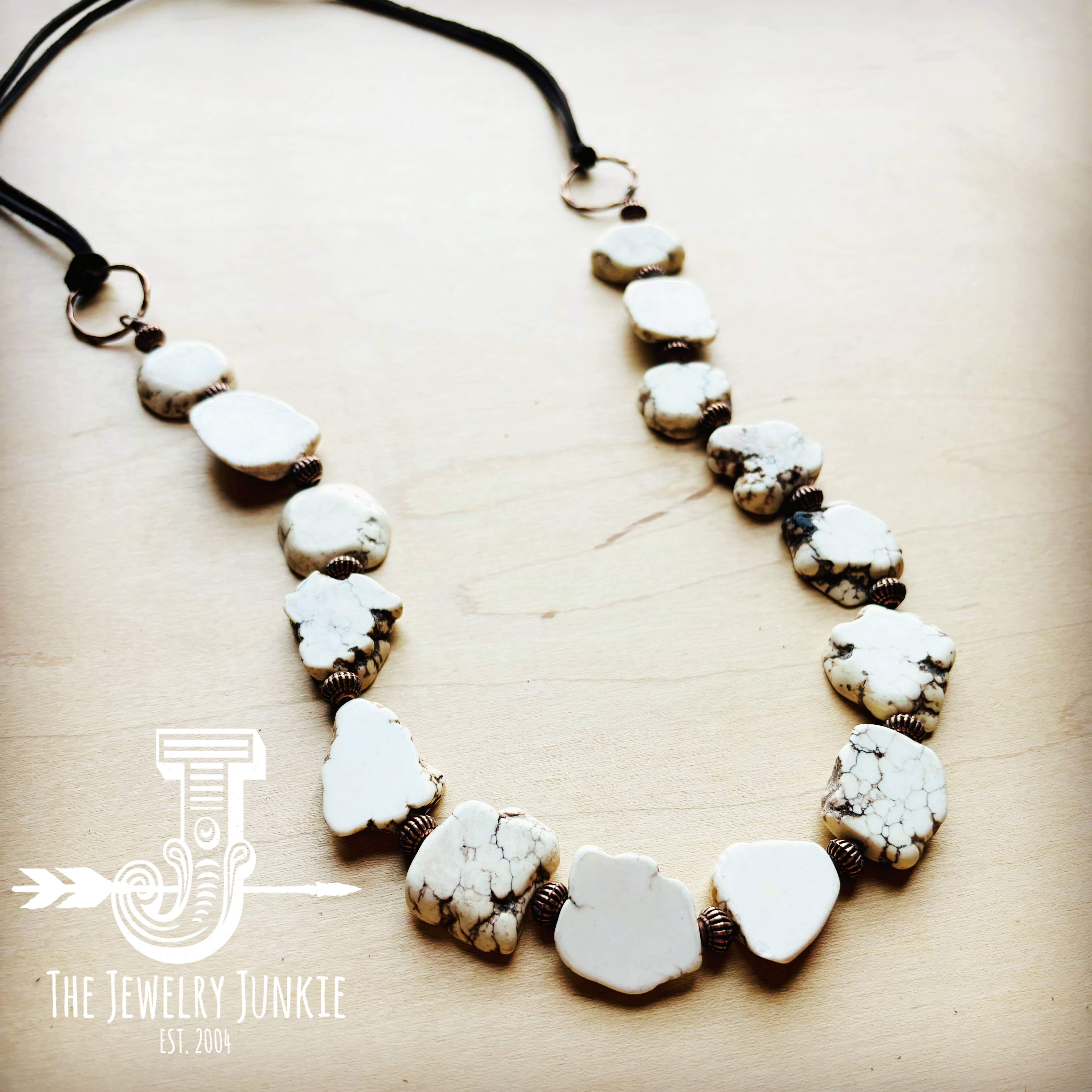 White Turquoise Slab Necklace with Leather Closure /Stuffology Boutique-Necklaces-The Jewelry Junkie-Stuffology - Where Vintage Meets Modern, A Boutique for Real Women in Crosbyton, TX