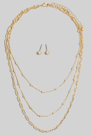 Mixed Layered Chains Necklace Set-The Looks by Fame Accessories-Stuffology - Where Vintage Meets Modern, A Boutique for Real Women in Crosbyton, TX