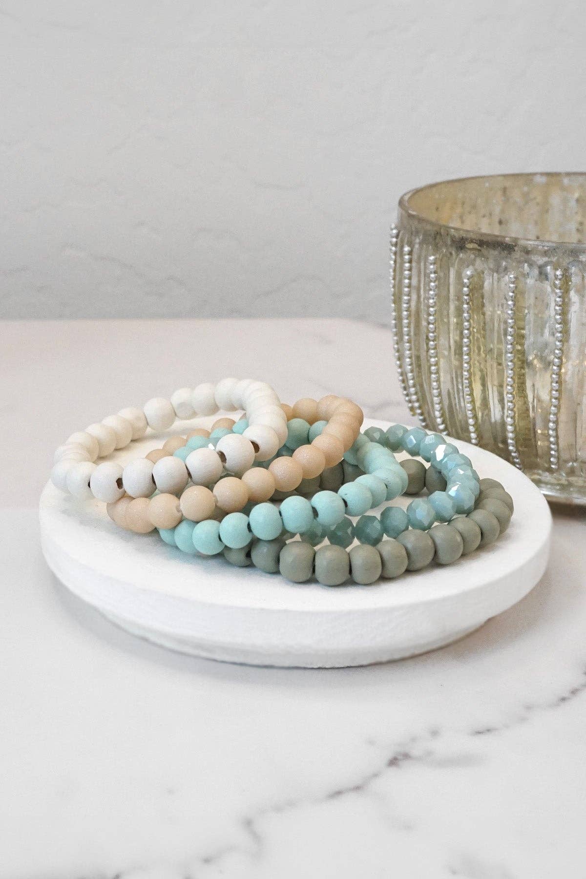 Wood glass basic bracelets stack beaded bracelet set-PennyLine inc-Stuffology - Where Vintage Meets Modern, A Boutique for Real Women in Crosbyton, TX