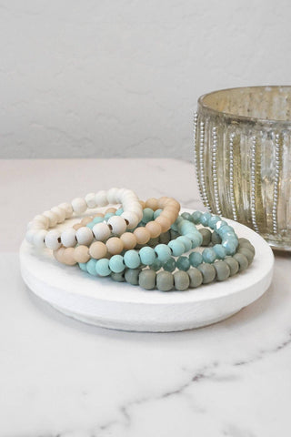 Wood glass basic bracelets stack beaded bracelet set-Bracelets-PennyLine inc-Stuffology - Where Vintage Meets Modern, A Boutique for Real Women in Crosbyton, TX