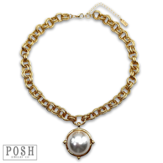 Pearl bead pendant necklace-necklace-Pink Panache Brands-Stuffology - Where Vintage Meets Modern, A Boutique for Real Women in Crosbyton, TX