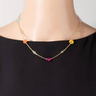 Faceted Beaded Flower Station Charms Beaded Necklace-The Looks by Fame Accessories-Stuffology - Where Vintage Meets Modern, A Boutique for Real Women in Crosbyton, TX