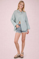 Dolman Sleeve Button Down Gauze Shirt-Top-VERY J-Stuffology - Where Vintage Meets Modern, A Boutique for Real Women in Crosbyton, TX