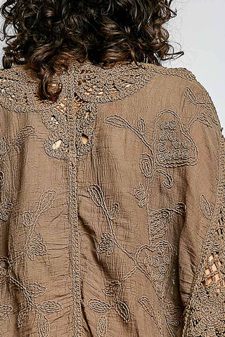 Batwing Sleeve Button Down Solid Crochet Cardigan Top-Pol Clothing-Stuffology - Where Vintage Meets Modern, A Boutique for Real Women in Crosbyton, TX