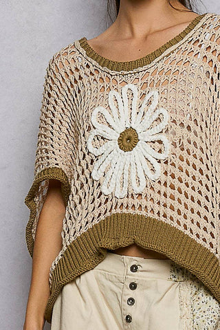 POL Clothing Round Neck Sleeveless Floral Open Crochet Sweater-Tops-Pol Clothing-Stuffology - Where Vintage Meets Modern, A Boutique for Real Women in Crosbyton, TX