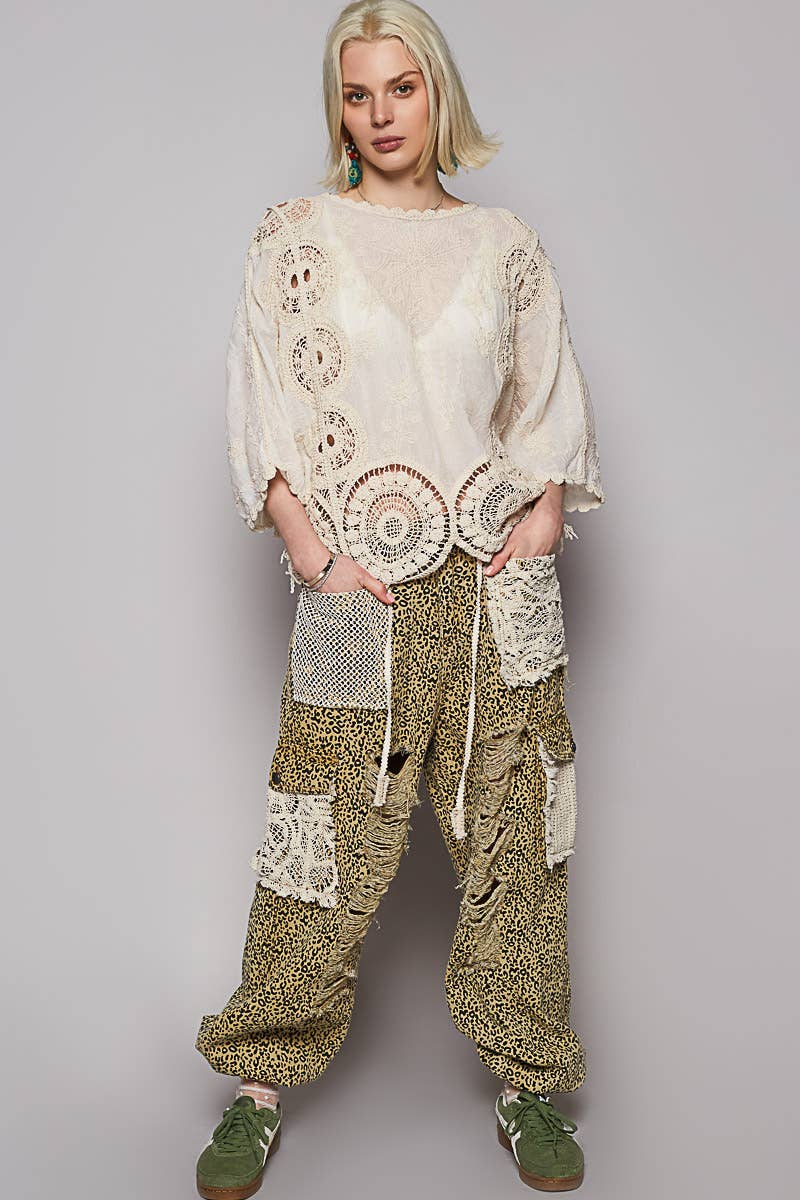 POL Clothing Round Neck Short Sleeve Floral Embroidery Top-TOP-Pol Clothing-Stuffology - Where Vintage Meets Modern, A Boutique for Real Women in Crosbyton, TX
