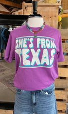 She's From Texas Graphic Tee-Graphic Tees-Texas True Threads-Stuffology - Where Vintage Meets Modern, A Boutique for Real Women in Crosbyton, TX