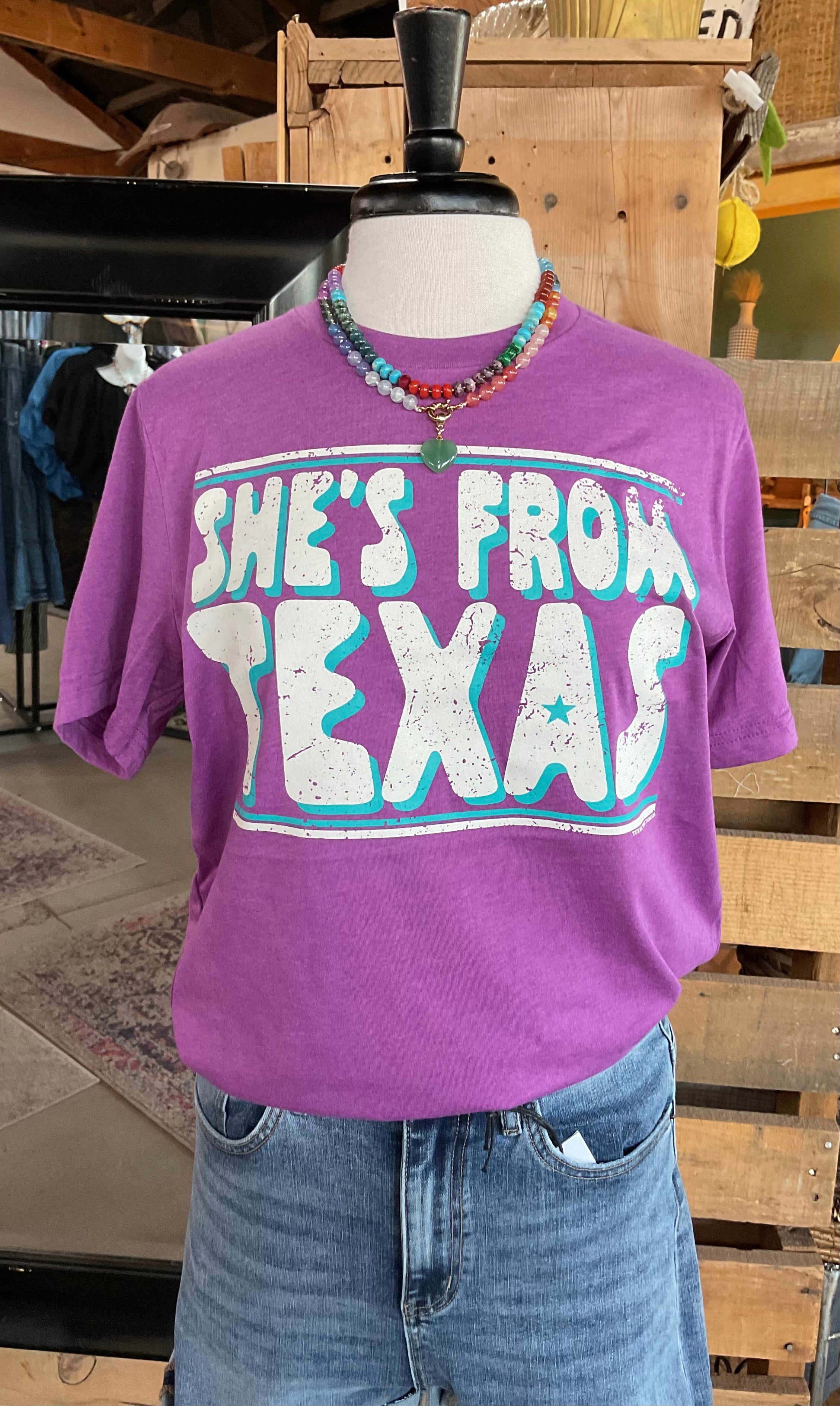She's From Texas Graphic Tee-Graphic Tees-Texas True Threads-Stuffology - Where Vintage Meets Modern, A Boutique for Real Women in Crosbyton, TX