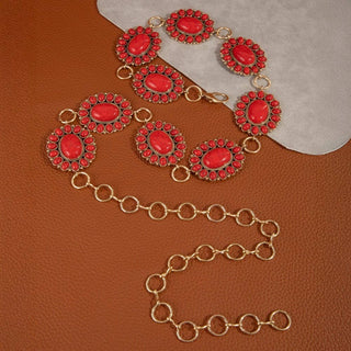Western Oval Concho Disc Chain Belt-BELT-The Looks by Fame Accessories-Stuffology - Where Vintage Meets Modern, A Boutique for Real Women in Crosbyton, TX