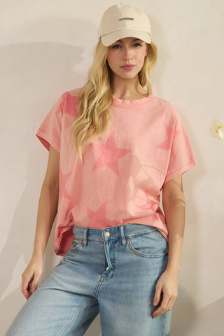 FADED STAR-PRINT OVERSZED TOP-Tees-Sage + Fig-Stuffology - Where Vintage Meets Modern, A Boutique for Real Women in Crosbyton, TX