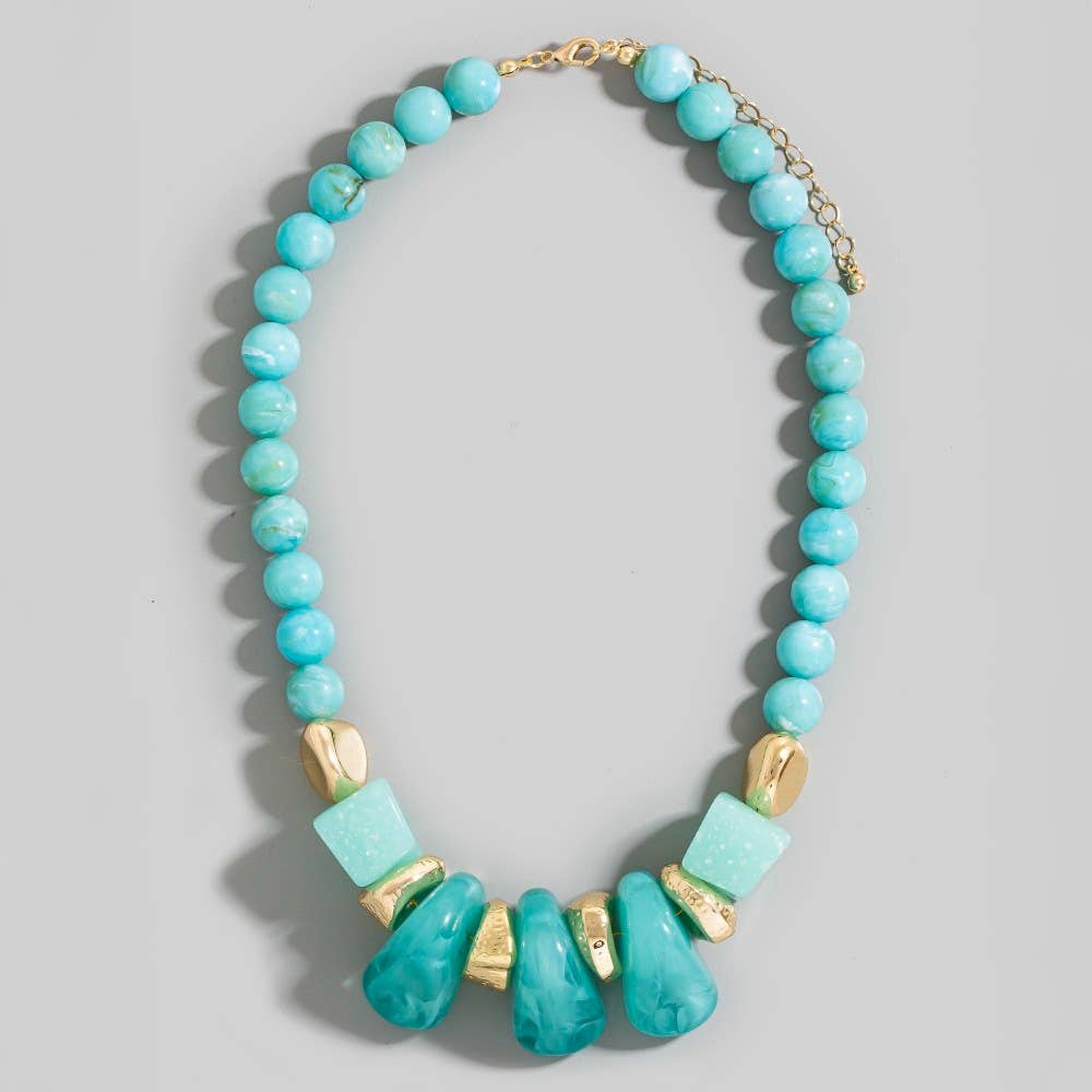 Gold Dipped Acrylic Chunky Beaded Statement Necklace-The Looks by Fame Accessories-Stuffology - Where Vintage Meets Modern, A Boutique for Real Women in Crosbyton, TX