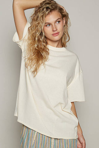 POL Clothing Vintage Washed Round Neck Short Sleeve Basic Solid Top / Tee-TOP-Pol Clothing-Stuffology - Where Vintage Meets Modern, A Boutique for Real Women in Crosbyton, TX