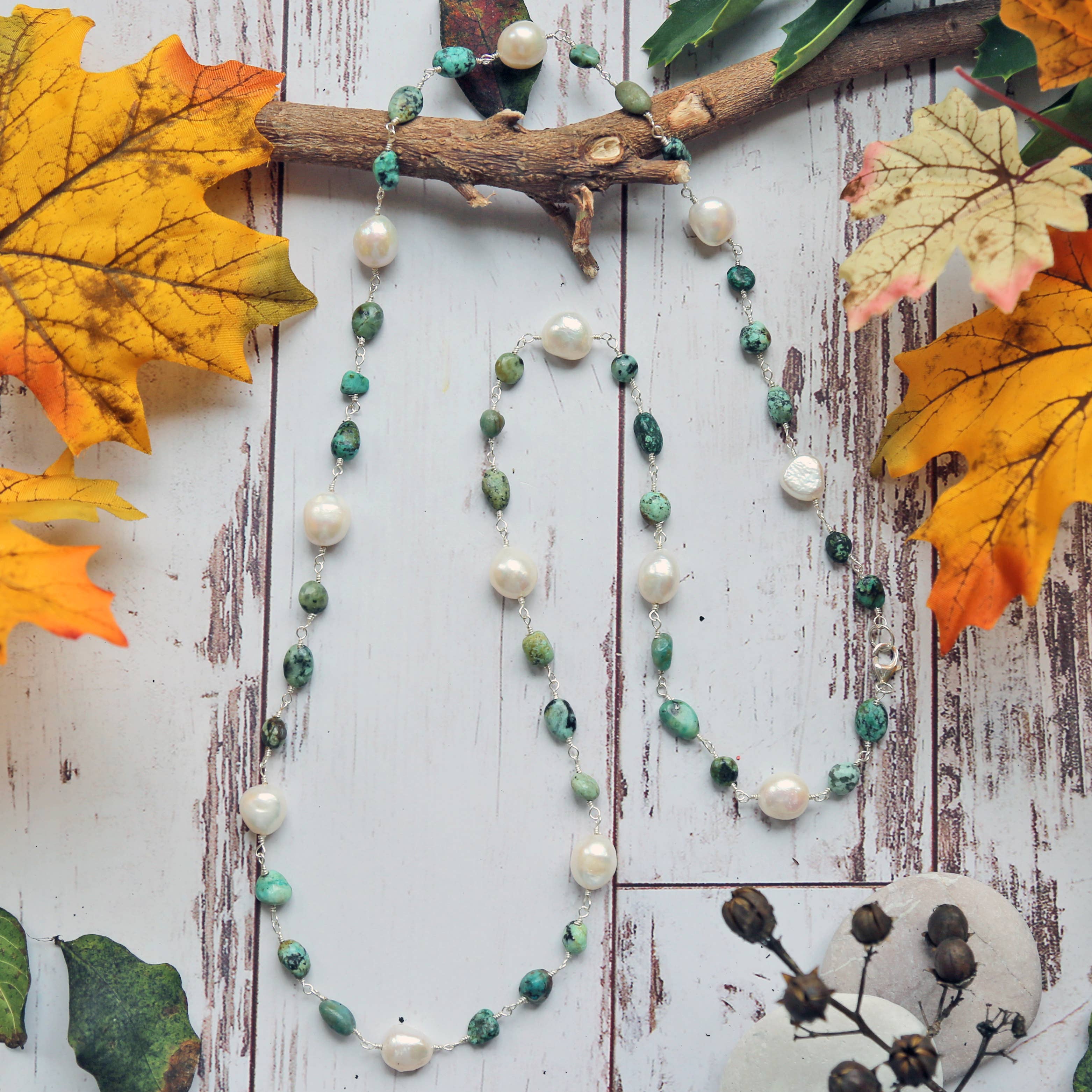 Gemstone and Cultured Pearl Rosary Style Necklace-IST Jewelry-Stuffology - Where Vintage Meets Modern, A Boutique for Real Women in Crosbyton, TX