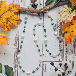 Gemstone and Cultured Pearl Rosary Style Necklace-IST Jewelry-Stuffology - Where Vintage Meets Modern, A Boutique for Real Women in Crosbyton, TX