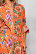 Short Sleeve Floral Printed Maxi Length Button Down Dress-Pol Clothing-Stuffology - Where Vintage Meets Modern, A Boutique for Real Women in Crosbyton, TX
