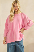 MINERAL WASH OVERSIZE PUFF-SLEEVE PULLOVER TEE-TOP-Sage + Fig-Stuffology - Where Vintage Meets Modern, A Boutique for Real Women in Crosbyton, TX