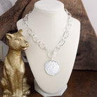 Nomad Glow – Front Toggle Statement Necklace with Hammered Disc-Necklaces-PennyLine inc-Stuffology - Where Vintage Meets Modern, A Boutique for Real Women in Crosbyton, TX