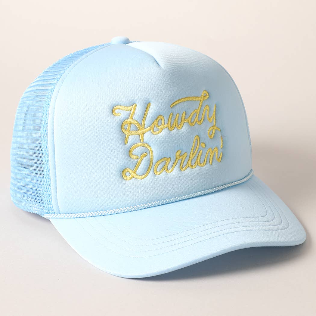 Howdy Darlin' Embroidered Mesh Back Trucker Cap | Stuffology Boutique-Hats-Fashion City-Stuffology - Where Vintage Meets Modern, A Boutique for Real Women in Crosbyton, TX