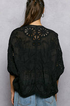 Batwing Sleeve Button Down Solid Crochet Cardigan Top-Pol Clothing-Stuffology - Where Vintage Meets Modern, A Boutique for Real Women in Crosbyton, TX