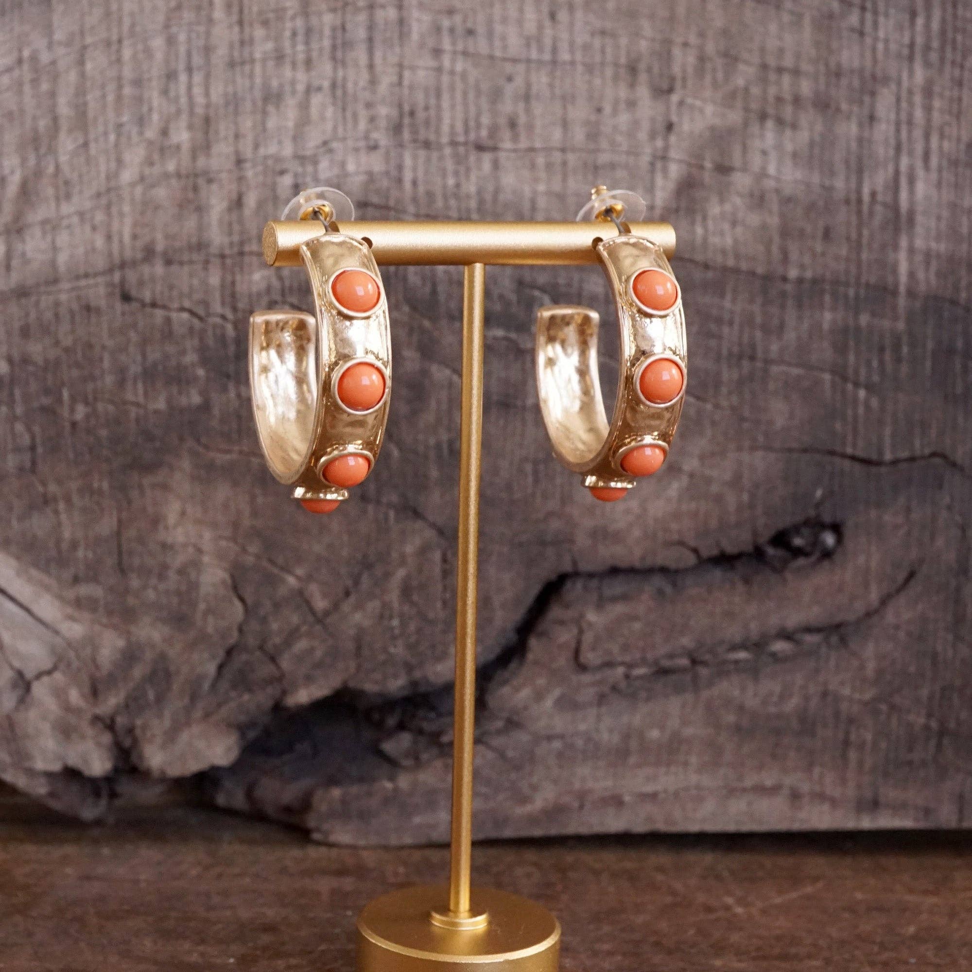 Jeweled Bubble Hoop Earrings – Colorful Acrylic Cabochons-PennyLine inc-Stuffology - Where Vintage Meets Modern, A Boutique for Real Women in Crosbyton, TX