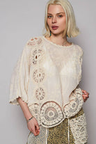 POL Clothing Round Neck Short Sleeve Floral Embroidery Top-TOP-Pol Clothing-Stuffology - Where Vintage Meets Modern, A Boutique for Real Women in Crosbyton, TX