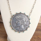 Western Boho Coin Necklace Set with Turquoise Accents – Worn Silver Tone-Necklaces-PennyLine inc-Stuffology - Where Vintage Meets Modern, A Boutique for Real Women in Crosbyton, TX