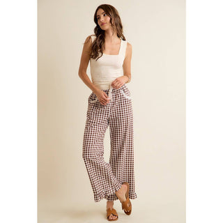 Gingham Ruffle Hem Pants-So Me-Stuffology - Where Vintage Meets Modern, A Boutique for Real Women in Crosbyton, TX