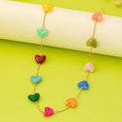 Multicolor Resin Beaded Heart Station Necklace | 80N92985-Necklaces-JOSSLYN by wall to wall-Stuffology - Where Vintage Meets Modern, A Boutique for Real Women in Crosbyton, TX