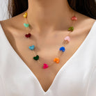 Multicolor Resin Beaded Heart Station Necklace | 80N92985-Necklaces-JOSSLYN by wall to wall-Stuffology - Where Vintage Meets Modern, A Boutique for Real Women in Crosbyton, TX