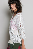 Batwing Sleeve Button Down Solid Crochet Cardigan Top-Pol Clothing-Stuffology - Where Vintage Meets Modern, A Boutique for Real Women in Crosbyton, TX