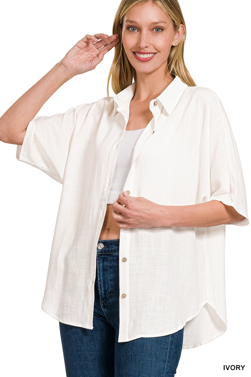 Linen Dolman Sleeve Shirt/Jacket | Stuffology Boutique-Zenana-Stuffology - Where Vintage Meets Modern, A Boutique for Real Women in Crosbyton, TX