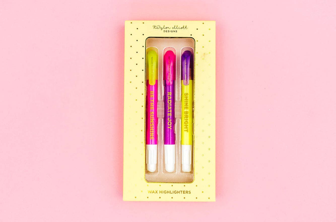 Wax Highlighter Set - Motivational - Asst Clrs - 3 Piece Set-HIGHLIGHTERS-Taylor Elliott Designs-Stuffology - Where Vintage Meets Modern, A Boutique for Real Women in Crosbyton, TX