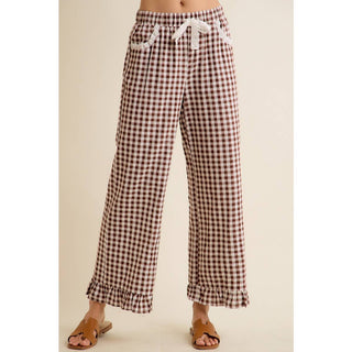 Gingham Ruffle Hem Pants-So Me-Stuffology - Where Vintage Meets Modern, A Boutique for Real Women in Crosbyton, TX
