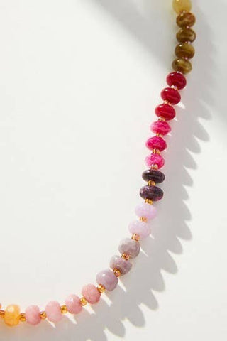 NATURAL AGATE GLASS SEMI PRECIOUS BEAD NECKLACE | 80N896-JOSSLYN by wall to wall-Stuffology - Where Vintage Meets Modern, A Boutique for Real Women in Crosbyton, TX