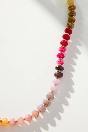 NATURAL AGATE GLASS SEMI PRECIOUS BEAD NECKLACE | 80N896-JOSSLYN by wall to wall-Stuffology - Where Vintage Meets Modern, A Boutique for Real Women in Crosbyton, TX
