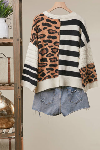 Bold Stripe and Leopard Cardigan-Cardigan-Mello.-Stuffology - Where Vintage Meets Modern, A Boutique for Real Women in Crosbyton, TX